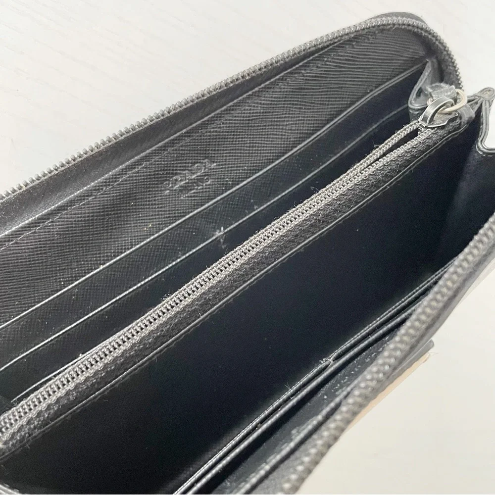 Authentic Prada Black Saffiano Leather Zip-Around Wallet - Picture 6 of 11